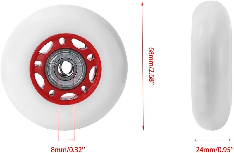 KAMIER Caster Wheels 68mm x 24mm Replacement for Razor 360 FlashRider RipRider PowerRider Drifting Caster Trike Tricycle RipStik Ripster Kids Scooter Skateboard CasterBoard Wheel Parts Red (2 pack) - Image 5